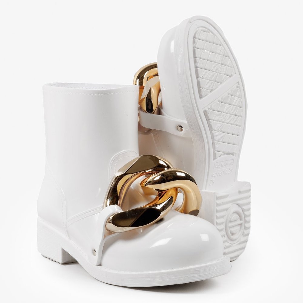 JW Anderson White Rubber Chain Embellished Ankle Boots